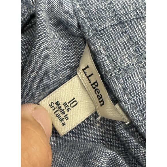 L.L. Bean Women's 10 Linen Blue Chambray Drawstring Elastic Waist Pant - Picture 4 of 6